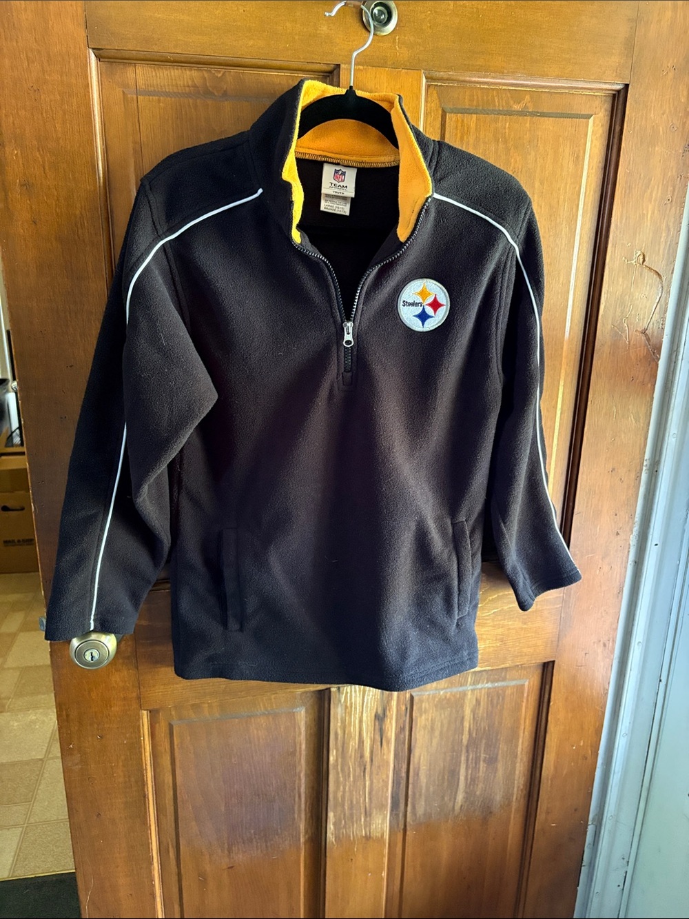 NFL Kids Black and Gold Quarter-Zip Fleece Pullover